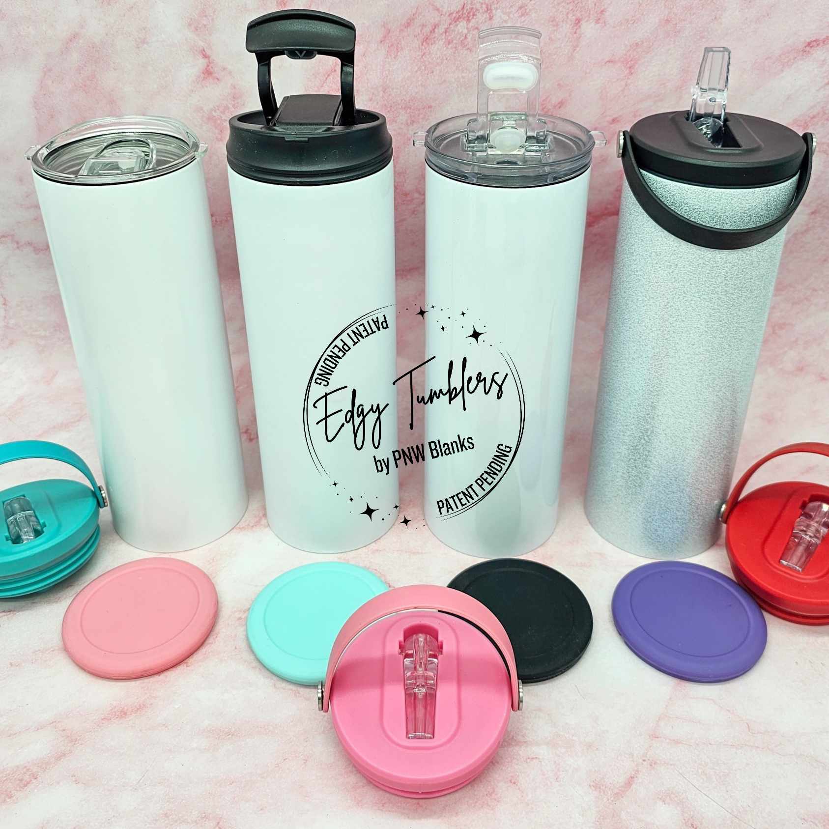 20oz Edgy Tumbler 2.0 Glossy, Flat Bottom with Silicone Inserts