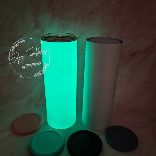20oz Edgy Tumbler 2.0 Glow-in-the-Dark | Flat Bottom with Silicone Inserts | Premium Sublimation Coating | Volume Pricing | Patent Pending