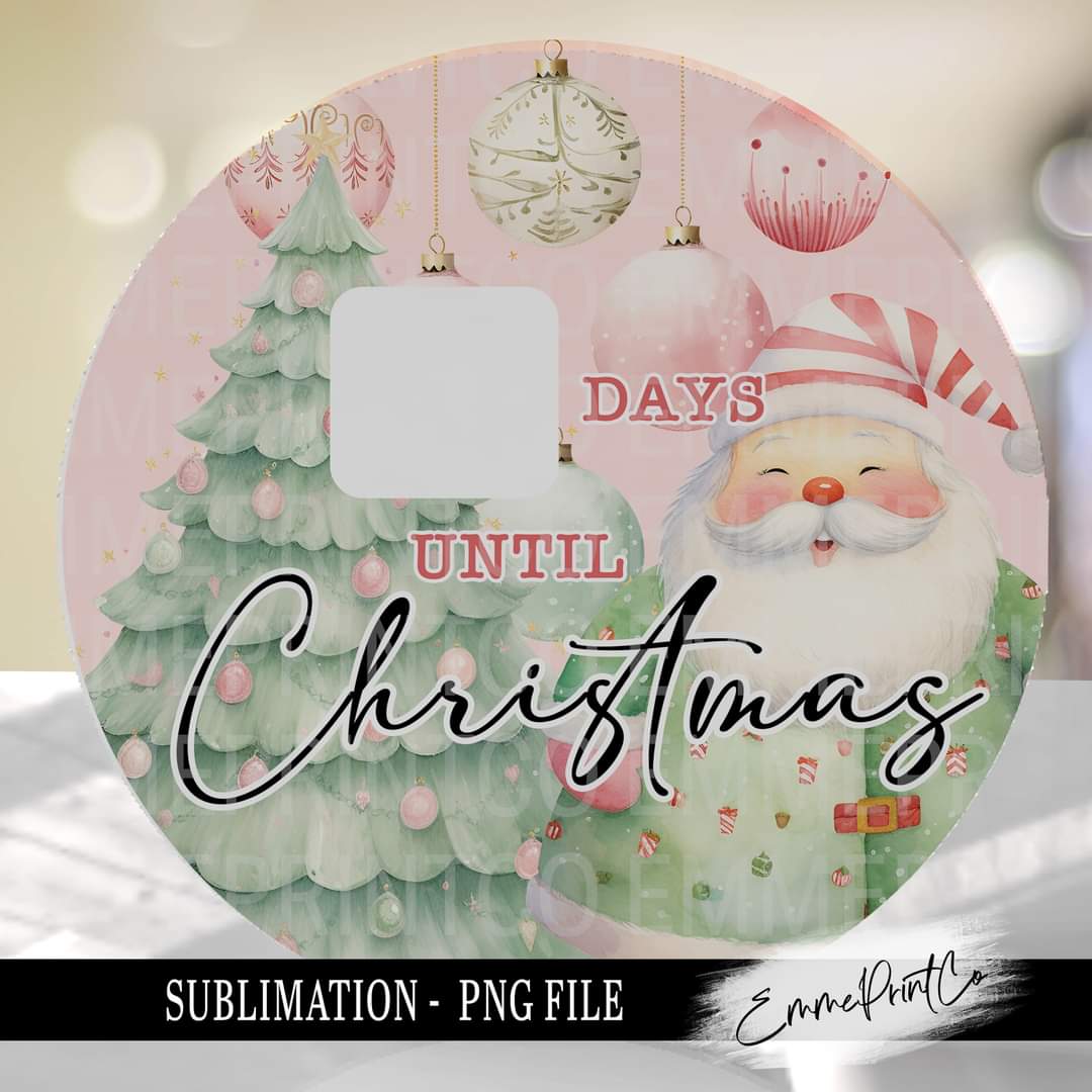 9" Round | Christmas Countdown | Single Layer | Sublimation MDF | Dry Erase *Made to Order*