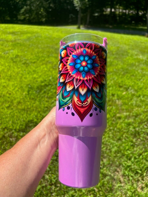 40oz Ombre Shimmer Jumbo Tumbler | Removable Handle | Sublimation