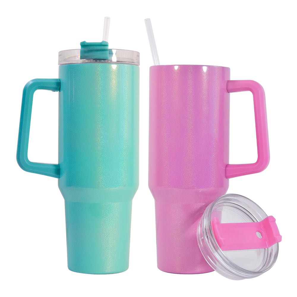 40oz Stainless Steel Shimmer Sublimation Tumbler with Handle