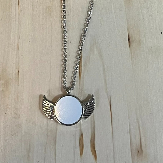 Necklace | Round Angel Wing | Sublimation | Ships from TN